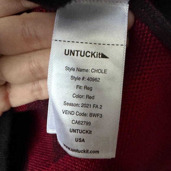 NEW UntuckIt Chloe Red Black Plaid Blazer Sweater Size L - Picture 5 of 7